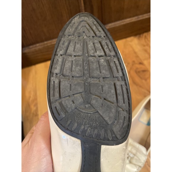 Stuart Weitzman Pointed Toe Tassel Loafer Flats White Womens 9M Patent Leather - Picture 8 of 14